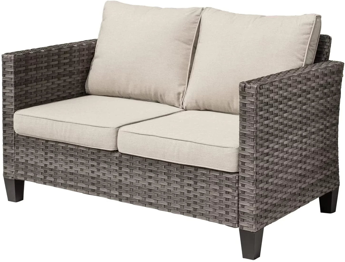 All-Weather Wicker Rattan Sofa with Cushions O67976