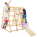 Wooden 8-in-1 Jungle Gym Playset with Monkey Bars G228297
