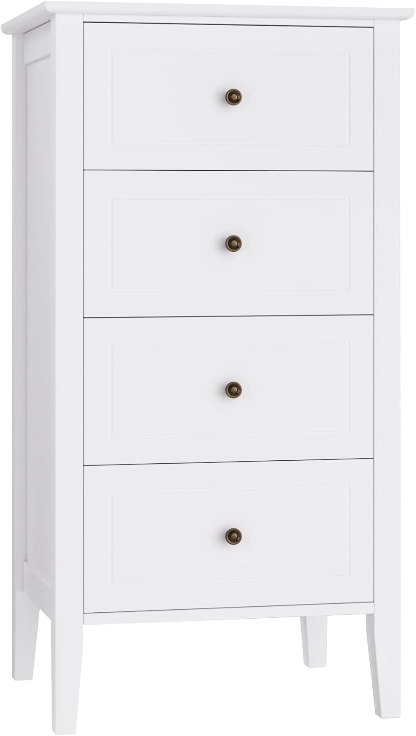 White 4 Drawer Wood Dresser D787