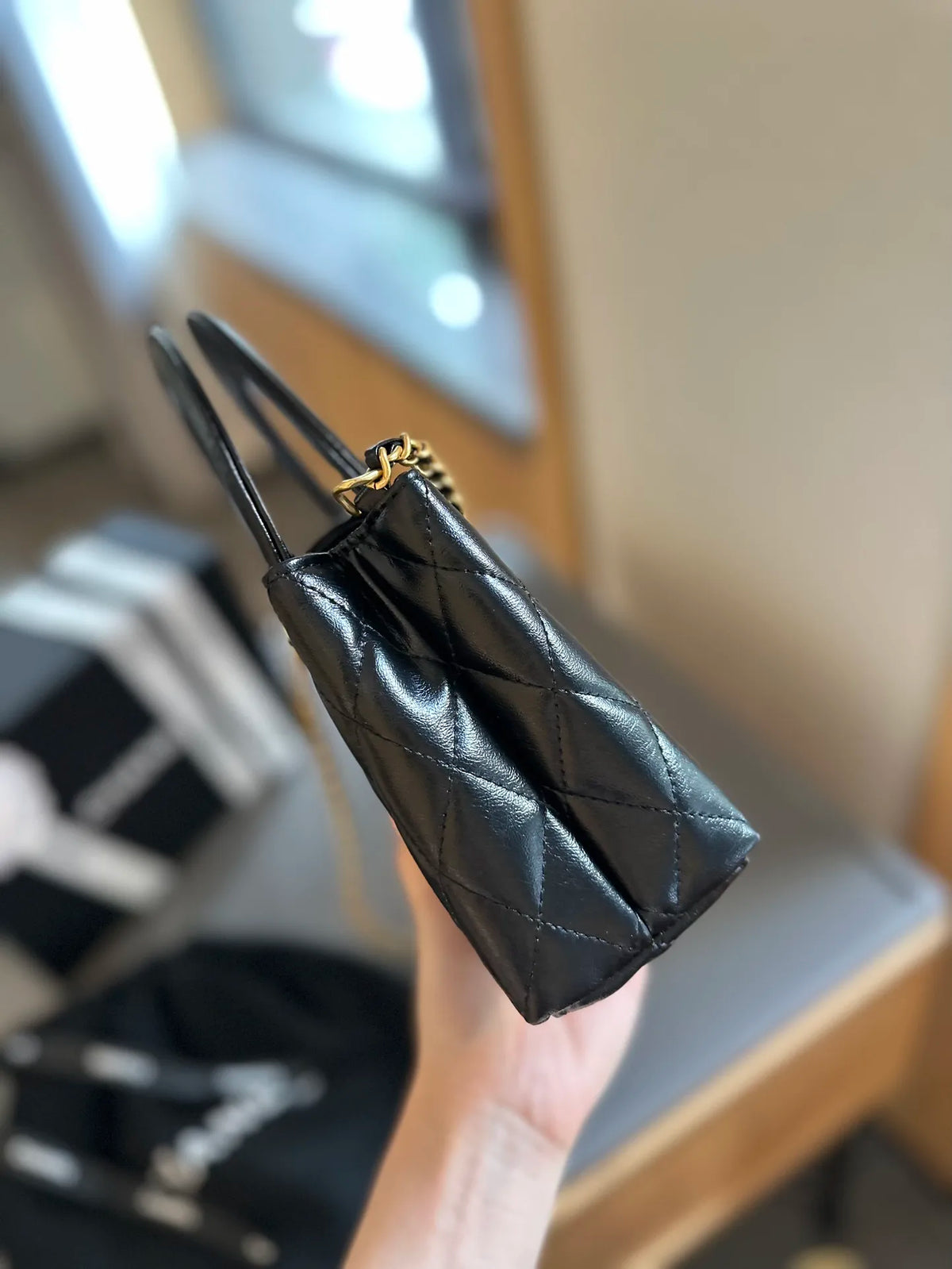 Coral Shiny Aged Calfskin Shopping Bag X262