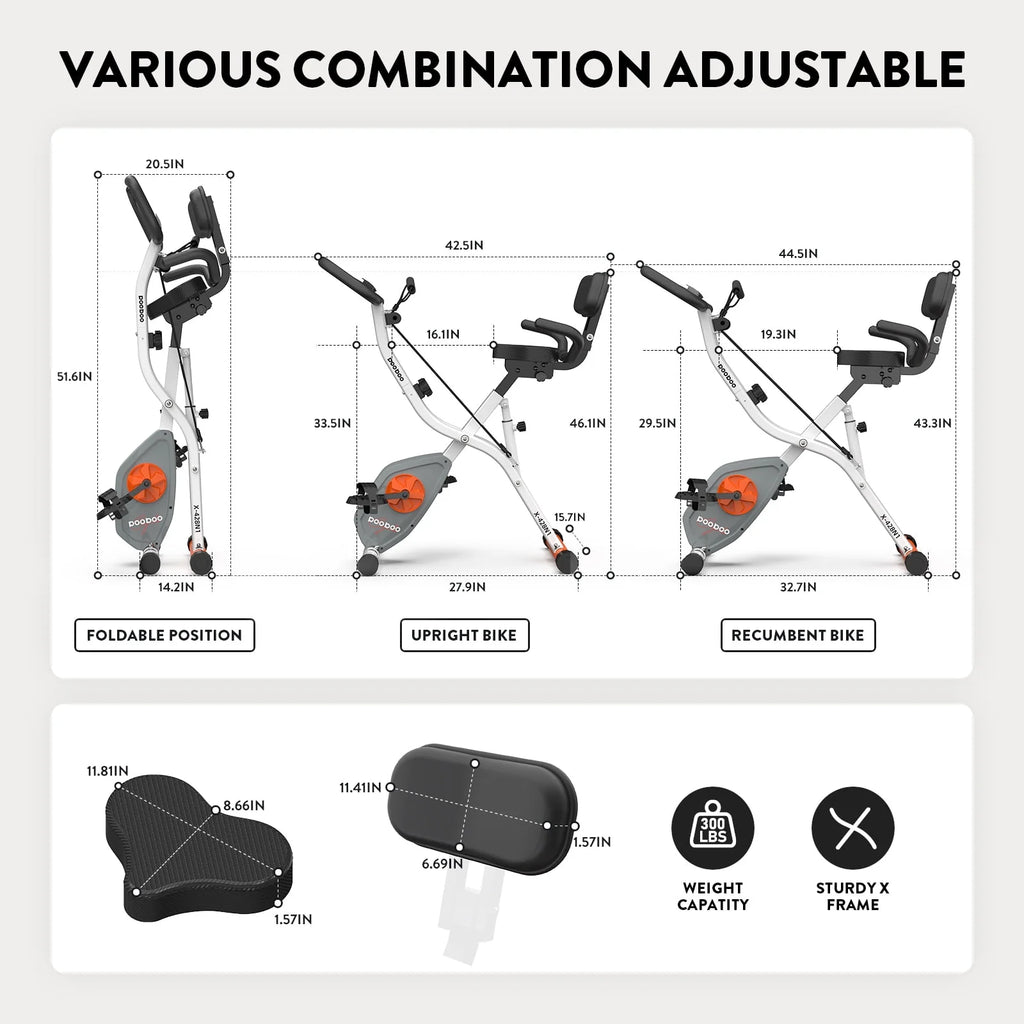 Upright Folding Magnetic Exercise Bike with Arm Resistance Bands L77111