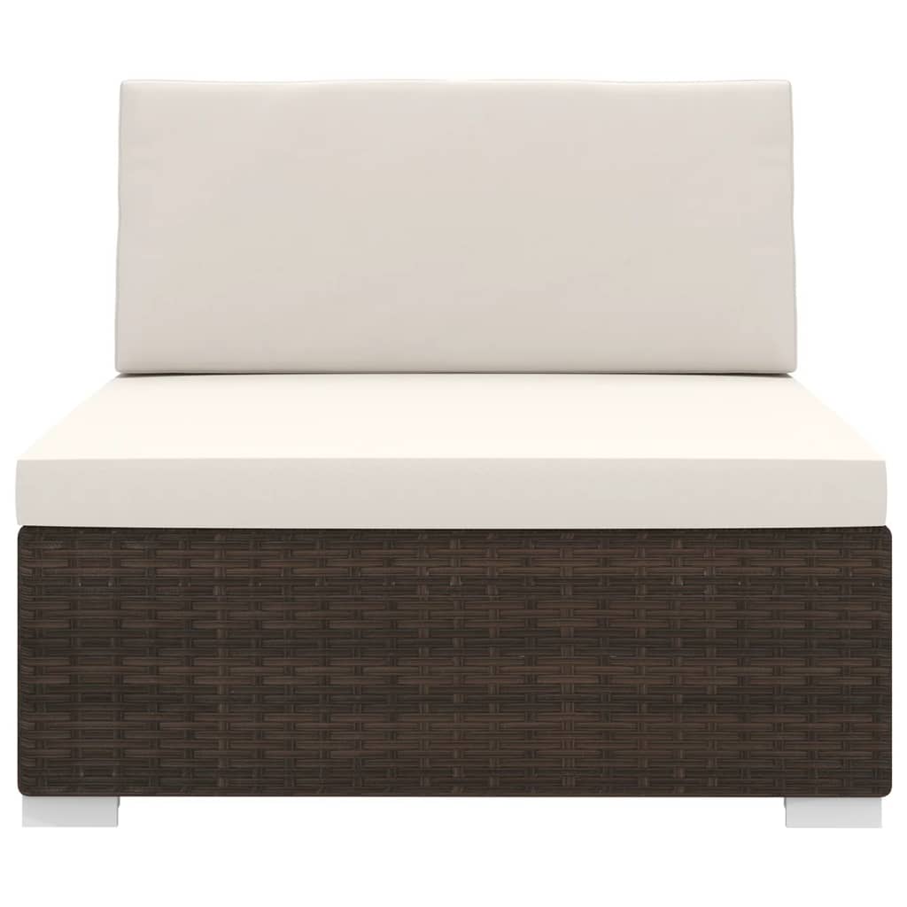 Brown Poly Rattan Sectional Middle Seat with Cushions N597