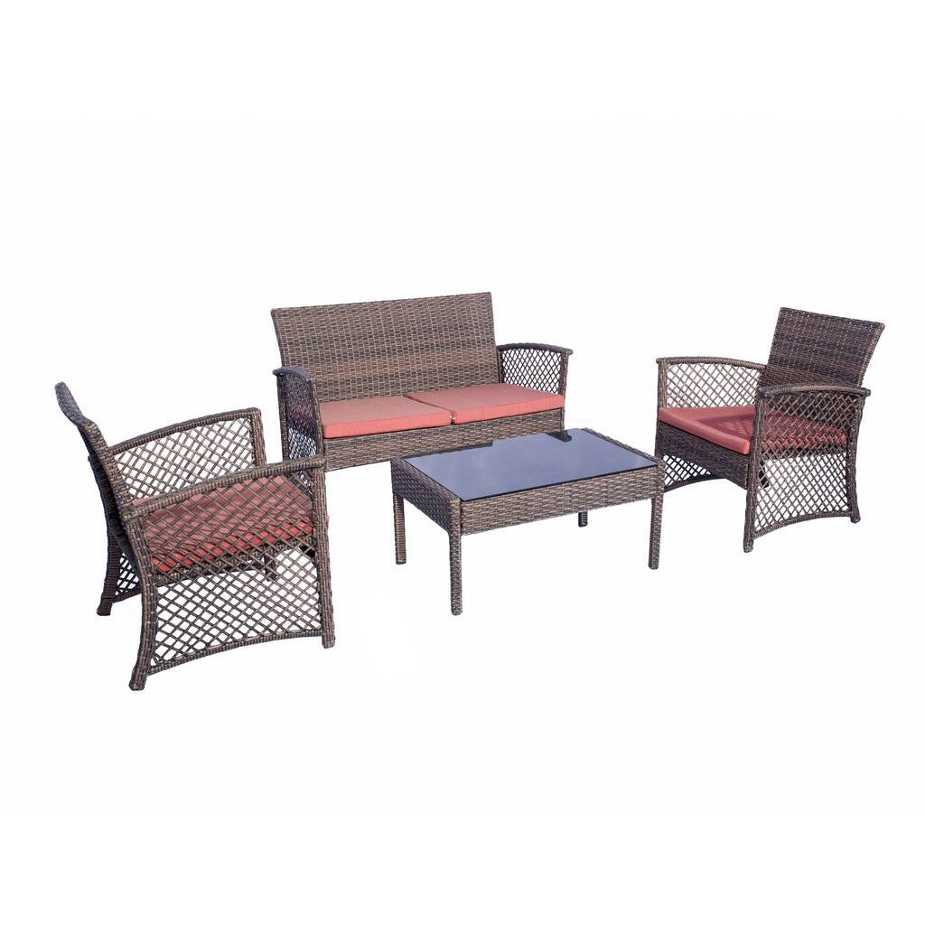 Orange Woven Rattan Sofa Set L312