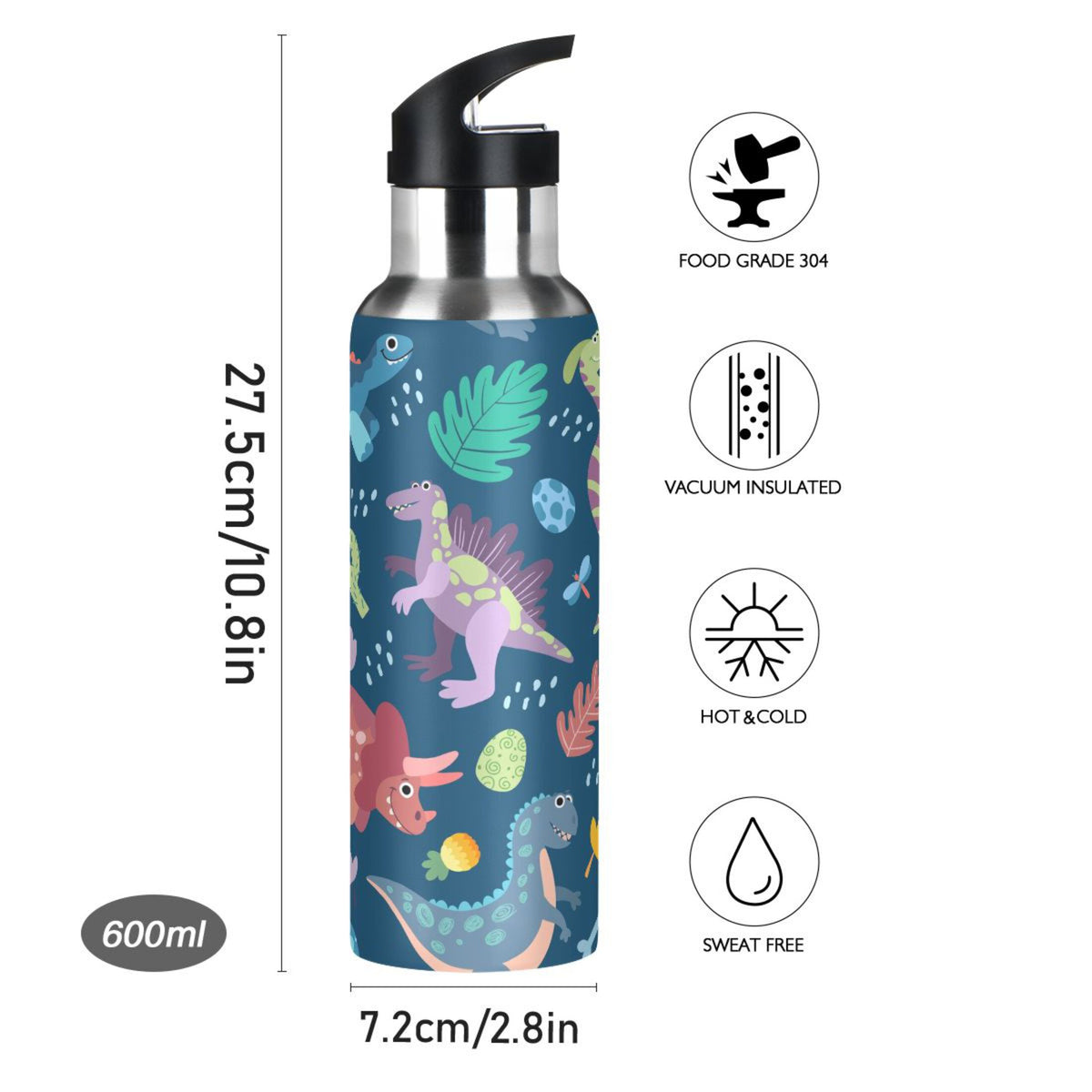 Stainless Steel Water Bottle with Straw Lid Vacuum Insulated 20 OZ Z3629