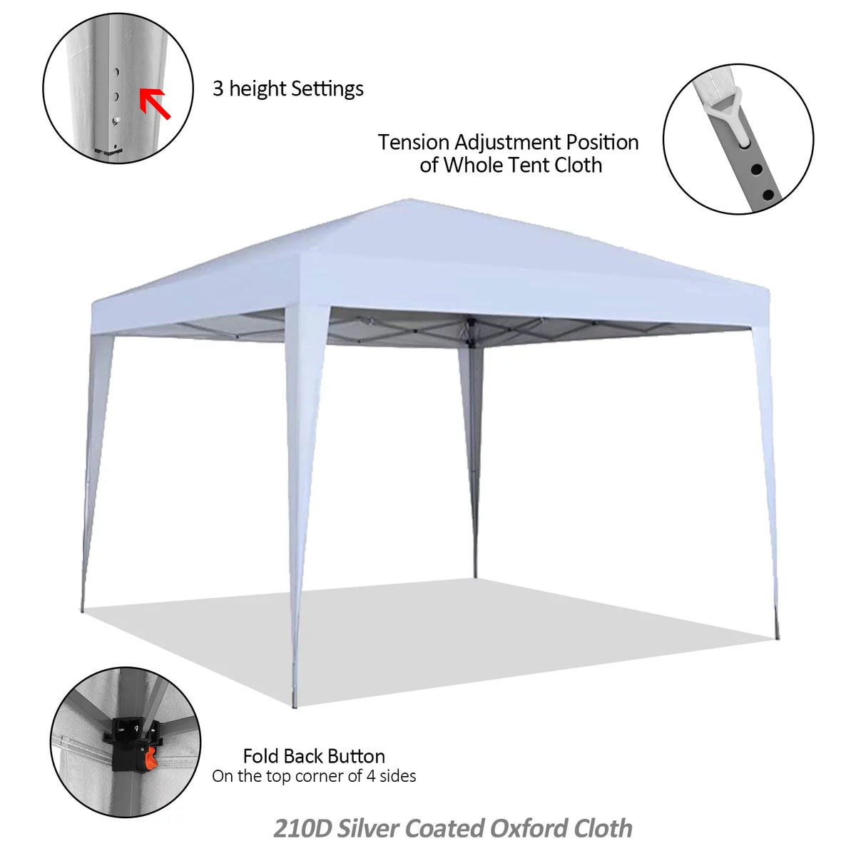 10 x 10 FT White Pop Up Canopy Tent O17963