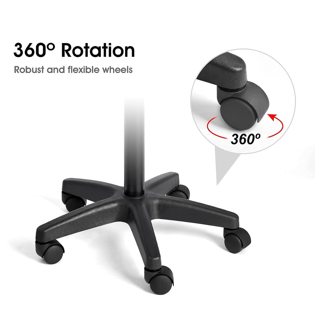 Rolling Salon Tray with 2 Cups and Metal Loop, Adjustable Height, Black A588