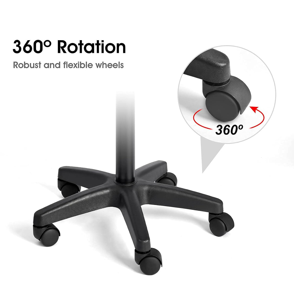 Rolling Salon Tray with 2 Cups and Metal Loop, Adjustable Height, Black A588