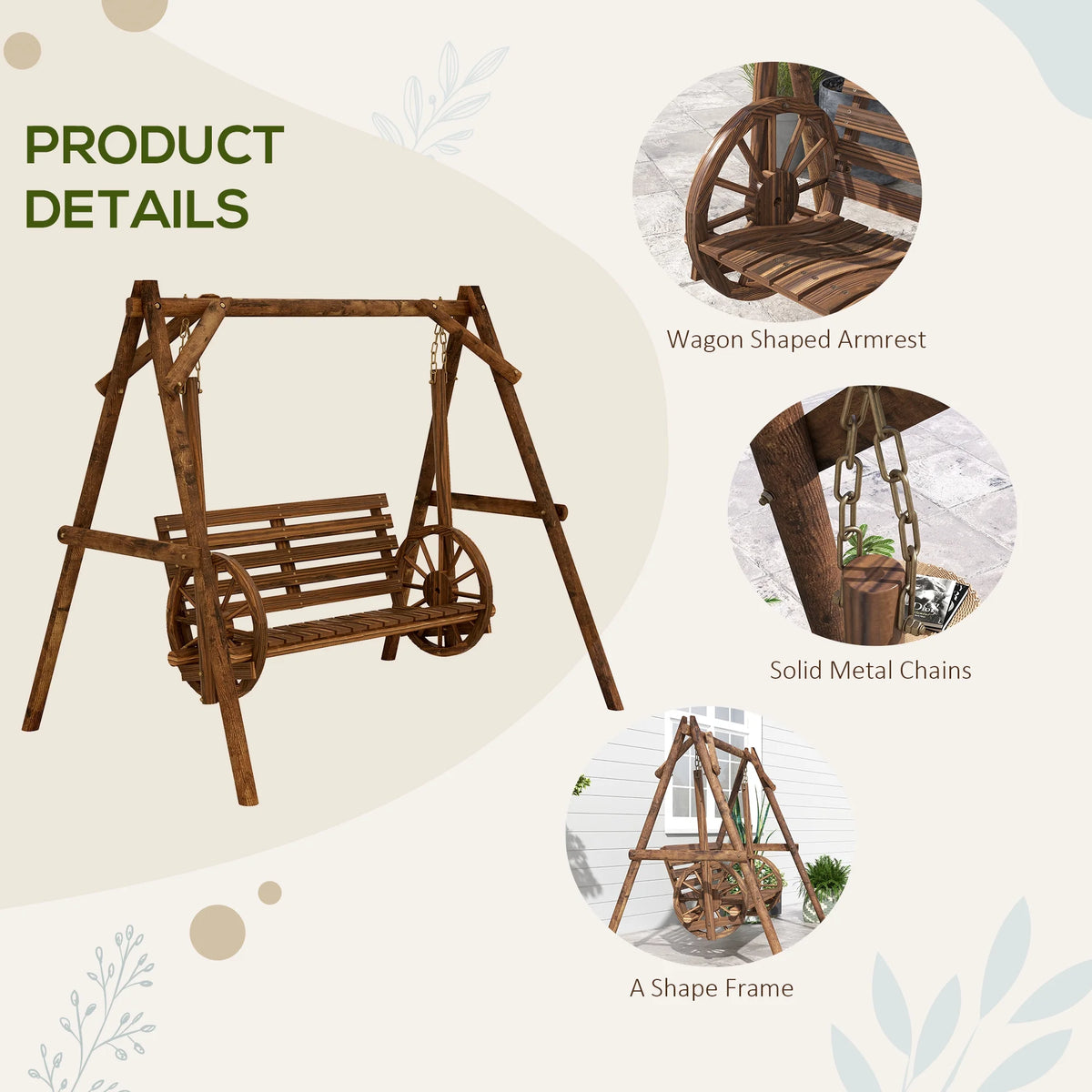 2 Seat Porch Swing with Stand V451