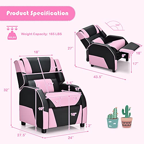 Kids Recliner Chair with Footrest and Lumbar Support, Red A7714
