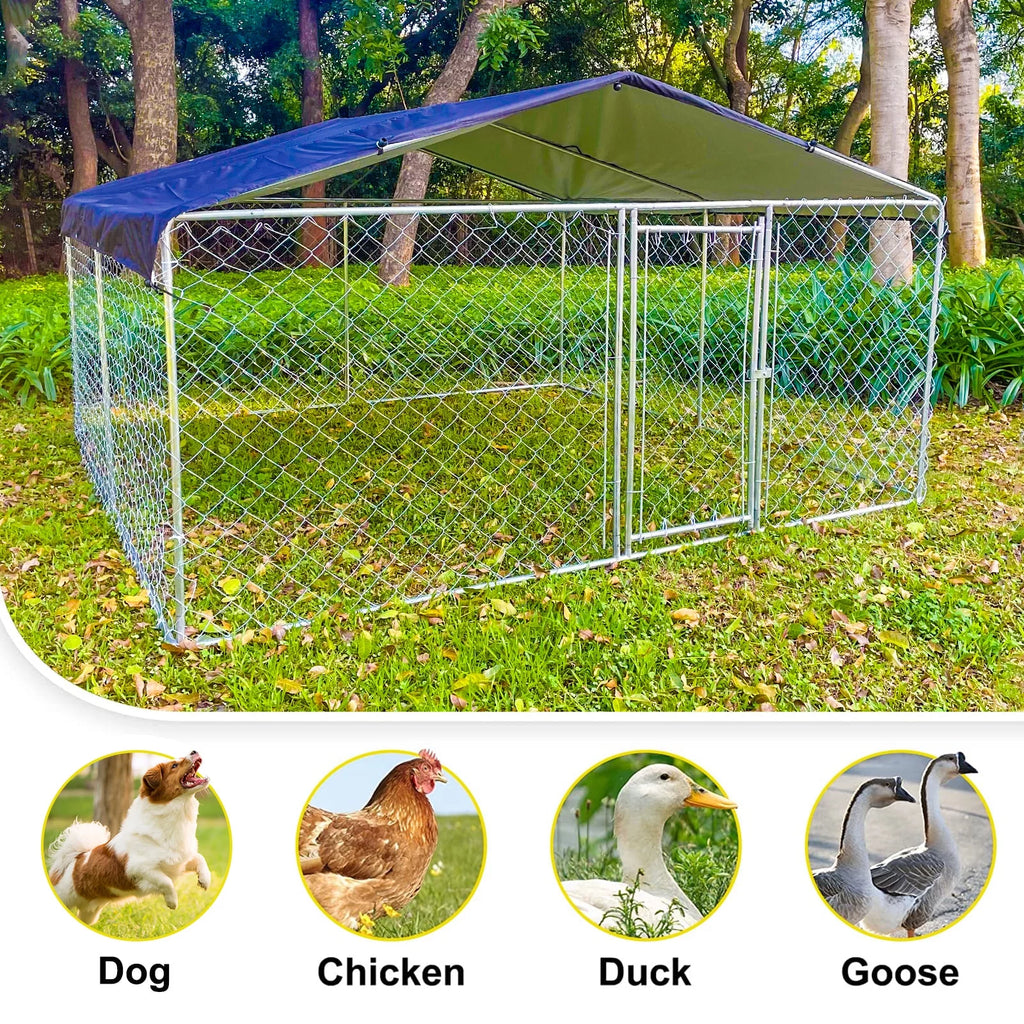 10ft x 10ft Metal Dog Kennel with Roof W261