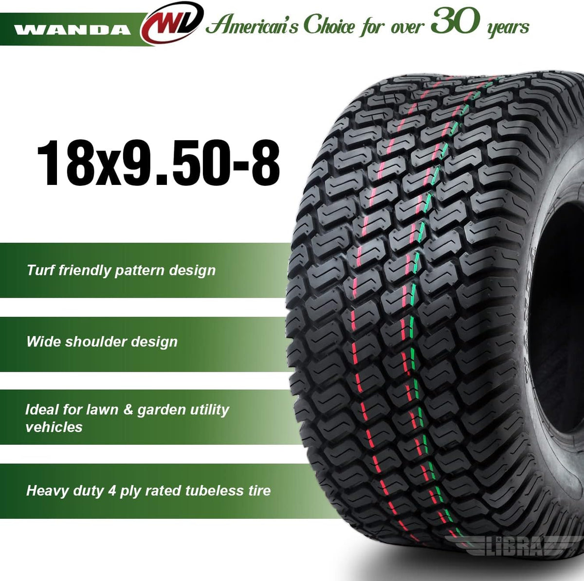 18x9.50-8 Lawn Mower Turf Tires Pack of 2 Q610854