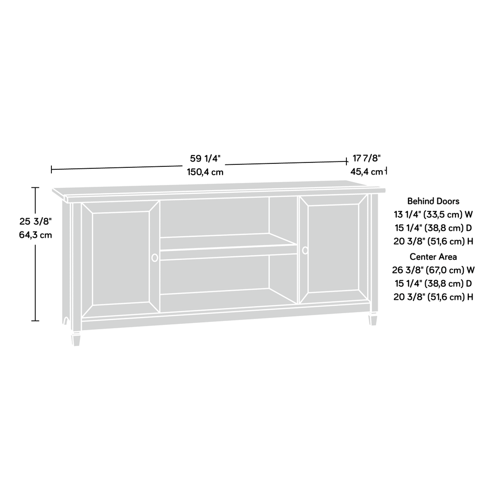 Chalked Chestnut Finish TV Stand with Shelves & Sliding Doors V87402