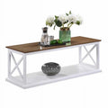 White Coffee Table with Shelf I66853
