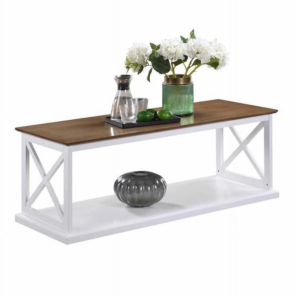 White Coffee Table with Shelf I66853