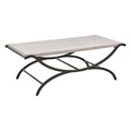 Modern Contrast Rectangular Coffee Table with Black Trestle Metal Base Y436587