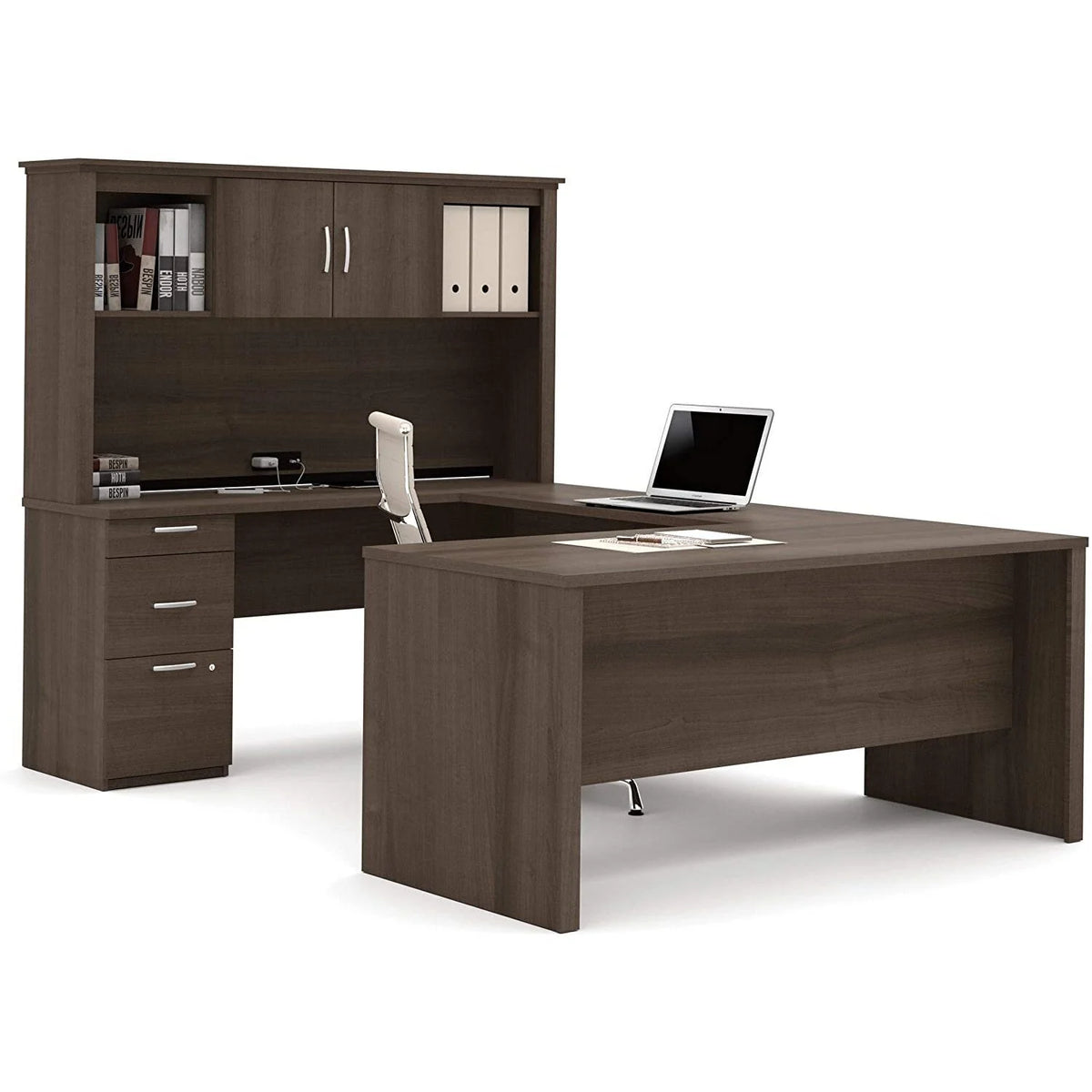 U or L-Shaped Executive Office Desk with Pedestal and Hutch G277