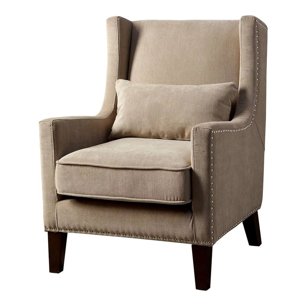 Ivory Fabric Wingback Accent Chair Q30116