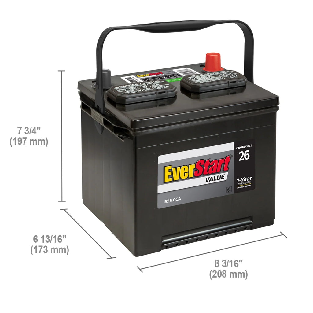 Lead Acid Automotive Battery Group Size 26 12 Volt 525 CCA S755420