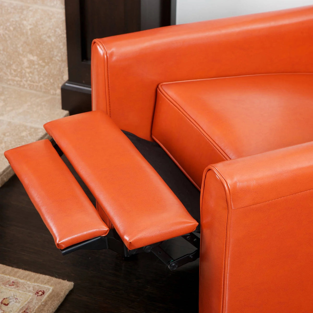 Orange Bonded Leather Push Back Recliner K2676