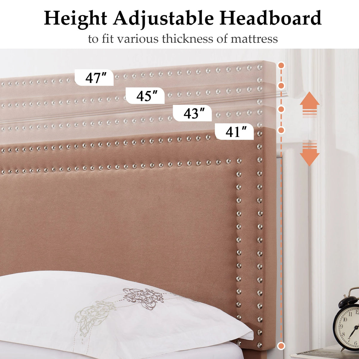 Queen Size Platform Bed Frame with Adjustable Upholstered Headboard E208