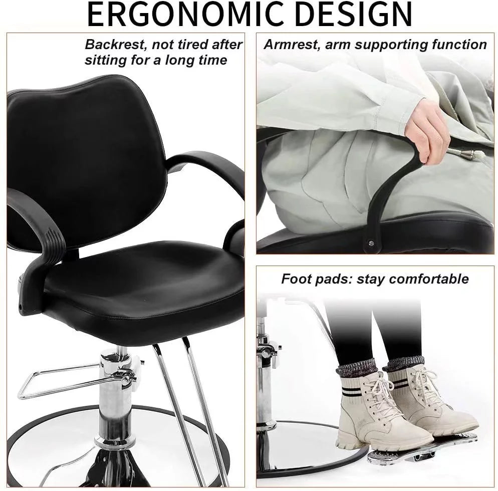 Black Hydraulic Salon Chair with Footrest F796