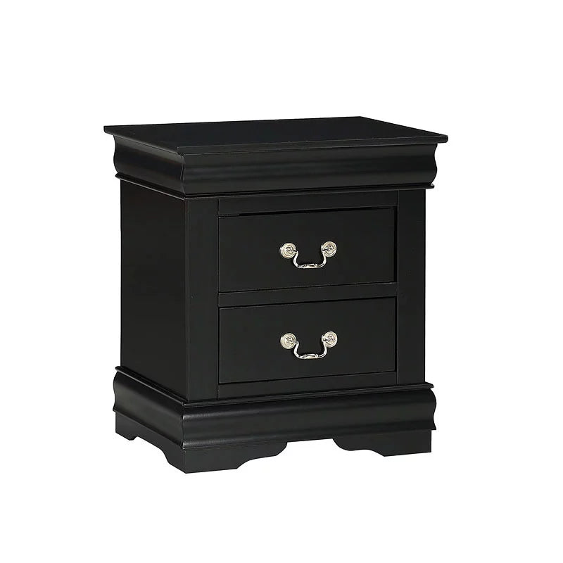 4pc Twin Size Bed Set Dresser Mirror Nightstand Black Wooden I97837