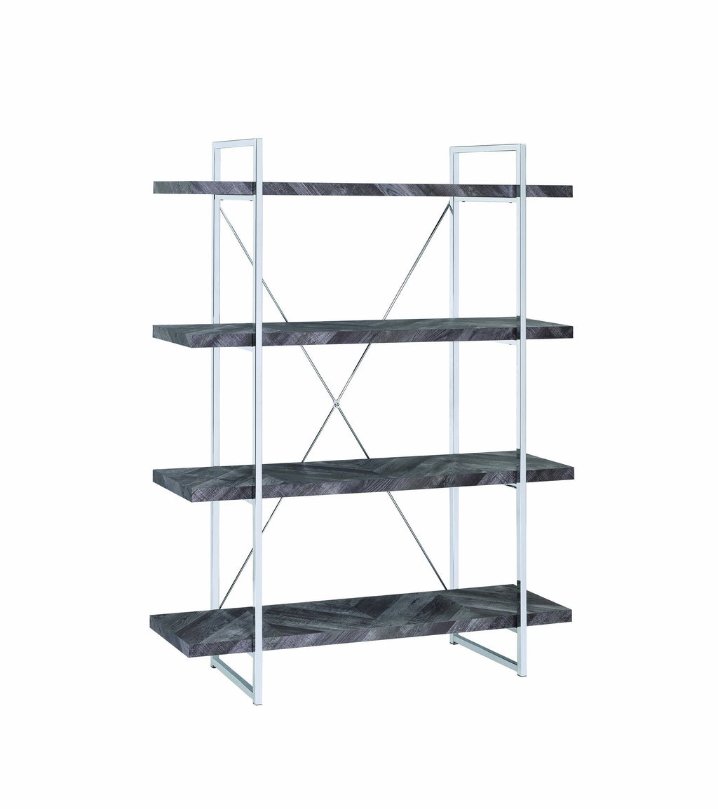 4 Shelf Wood and Metal Bookcase U811557