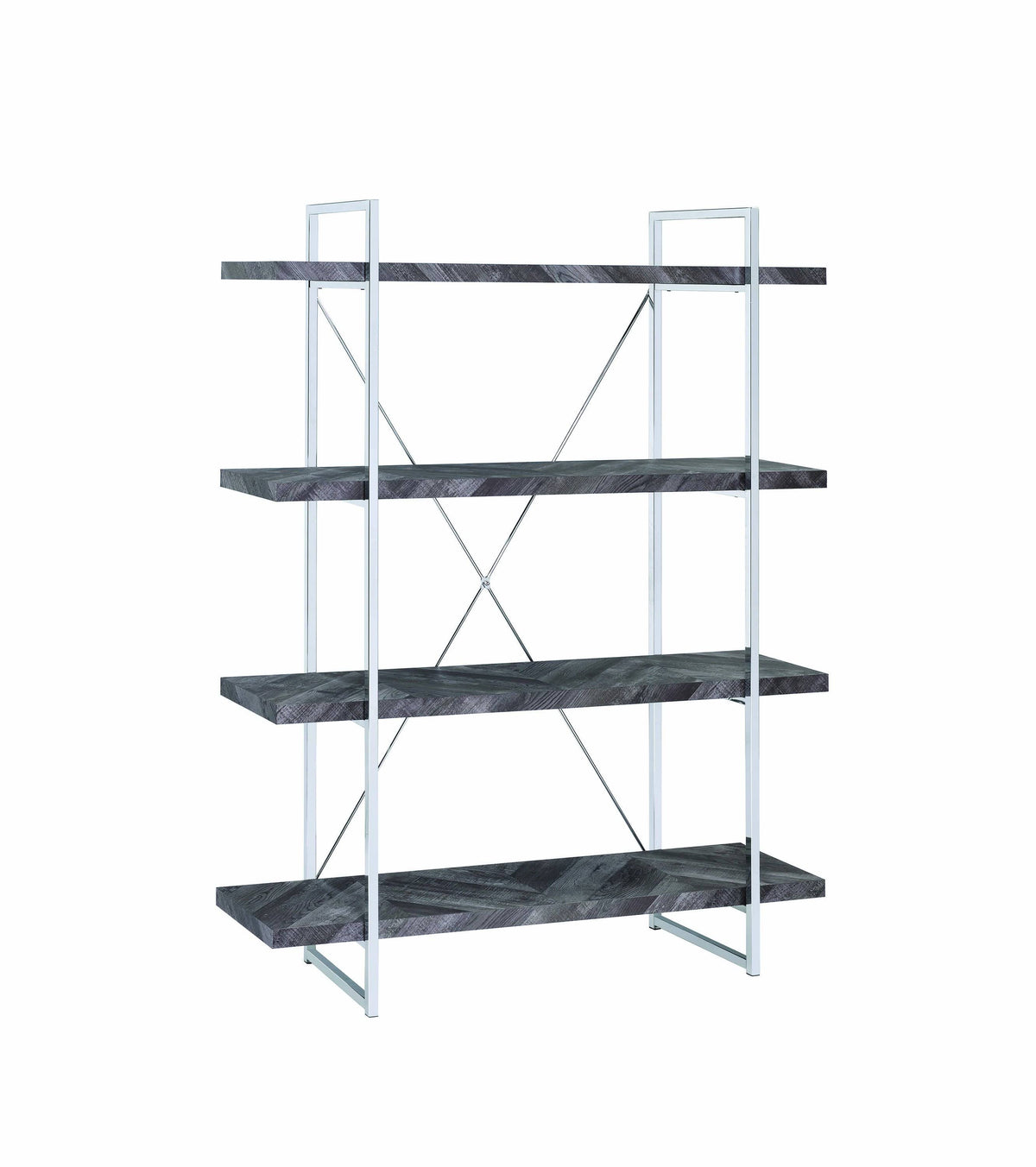 4 Shelf Wood and Metal Bookcase U811557