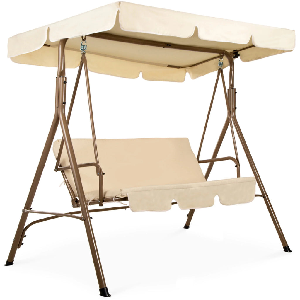 2-Person Convertible Canopy Swing Glider Lounge Chair with Removable Cushions Blue G4512