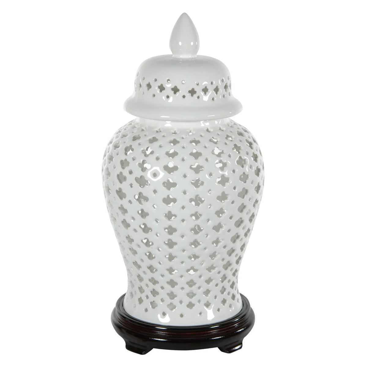 16" Carved Lattice Decorative Temple Jar Y124802