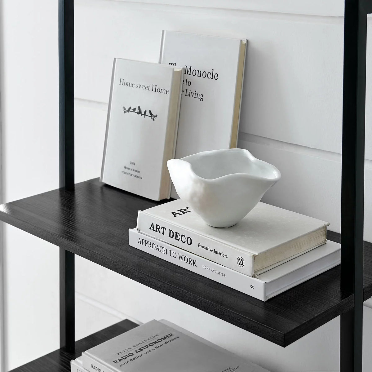 5 Tier Black Wall Mount Bookshelf Z24443