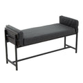 18" Farmhouse Bench with Black Metal and Grey Wood K7489