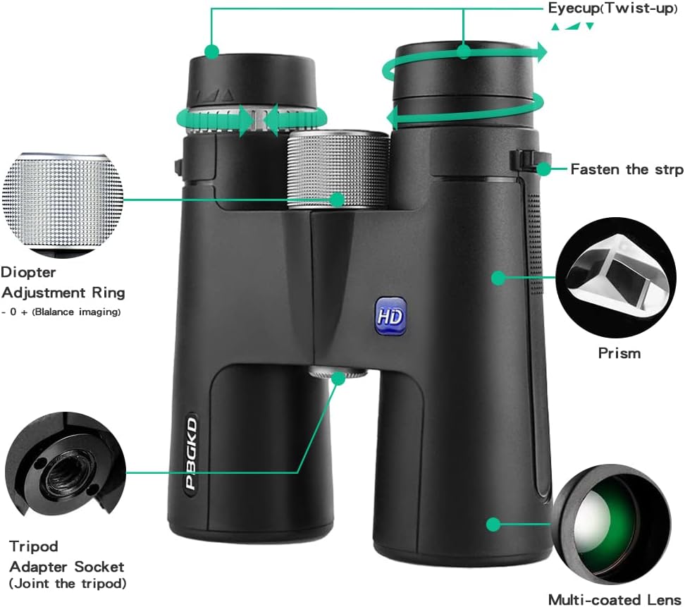12x42 HD Roof Prism Binoculars Waterproof BAK4 FMC Lens L29361