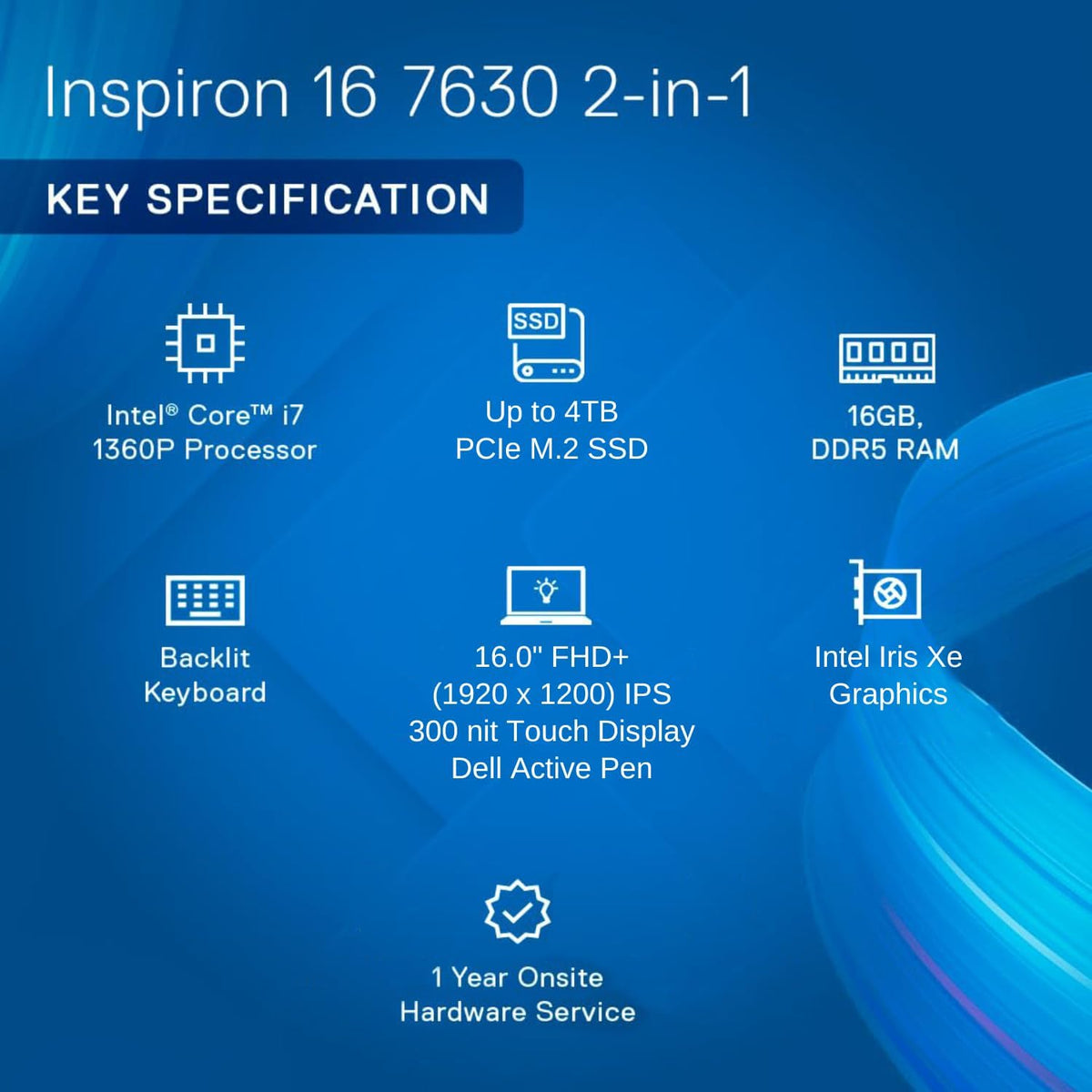 16" 2-in-1 Laptop, FHD+ Touchscreen, Intel Core i7-1360P, 16GB DDR5 RAM, 2TB PCIe SSD, Silver Q7060