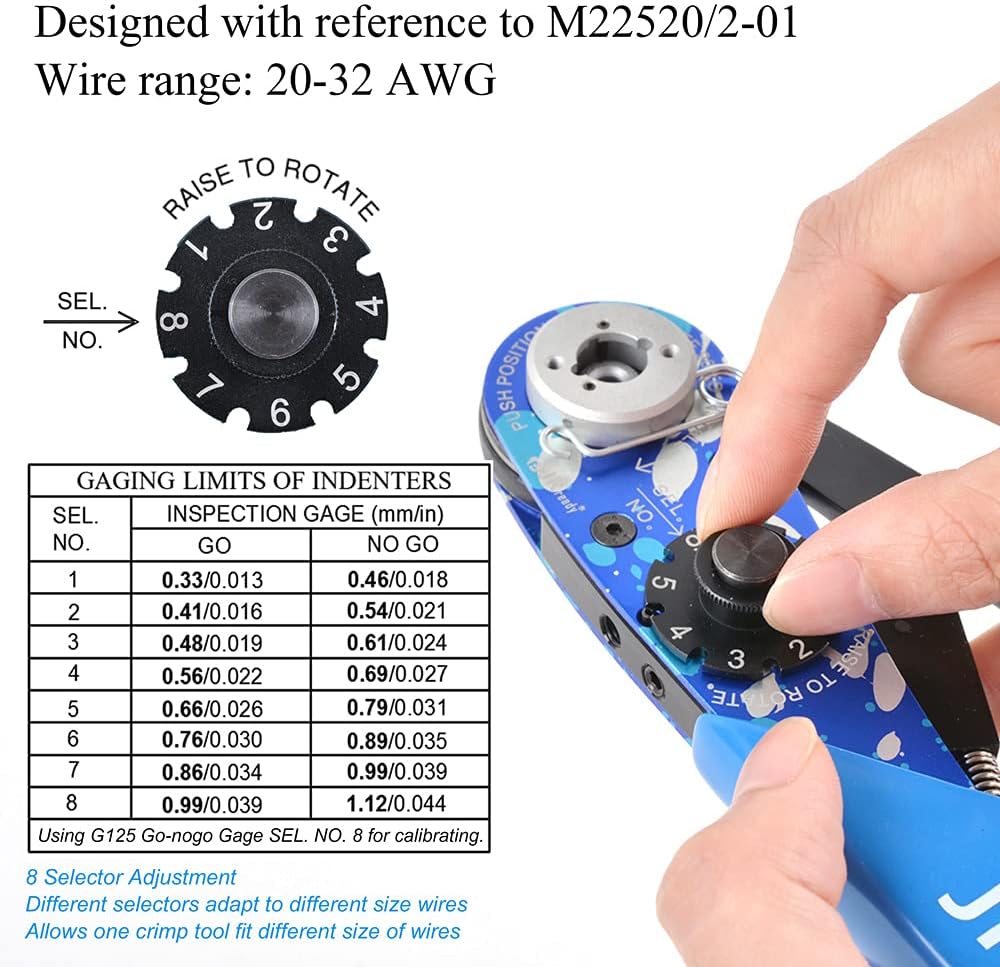 Eight Indent Crimping Tool Kit with 37 Positioner and GO NO GO GAUGE V2961