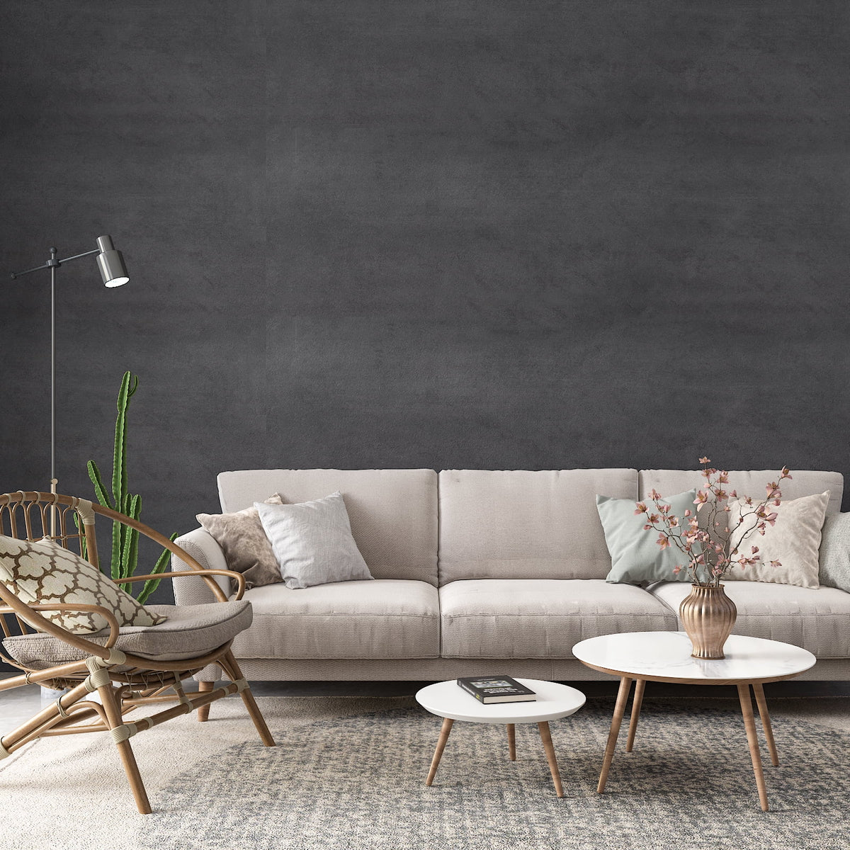 Dark Grey Matte Concrete Textured Peel and Stick Contact Paper 24"x118" I235