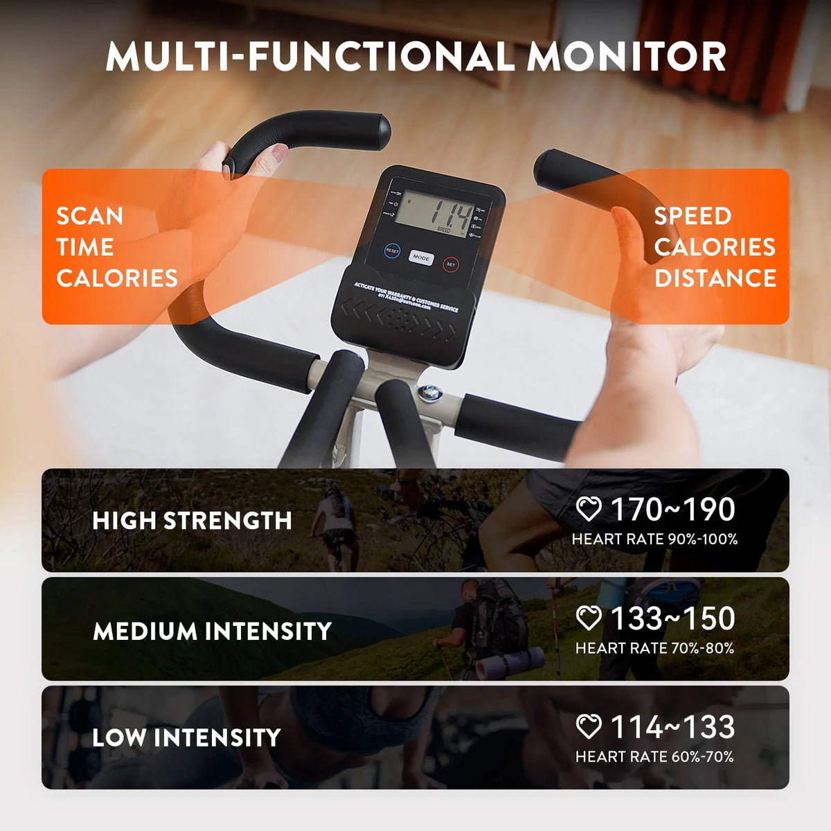 Upright Folding Magnetic Exercise Bike with Arm Resistance Bands L77111
