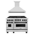 48 In. Gas Range and Range Hood in Stainless Steel with Matte Black Accents Z97371