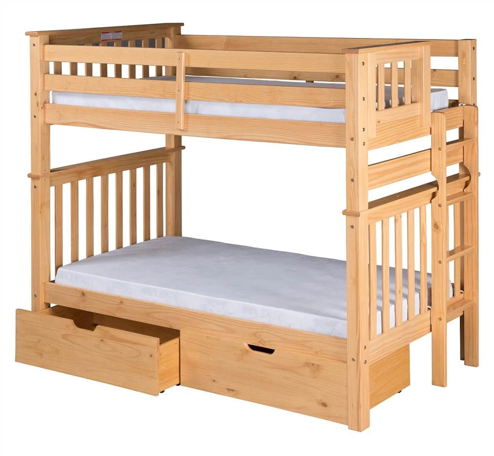 Twin over Twin Bunk Bed with Under Bed Drawers G934