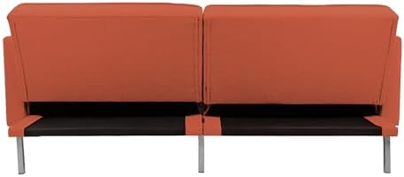 Linen Upholstered Convertible Folding Sofa Bed with Metal Legs A741371
