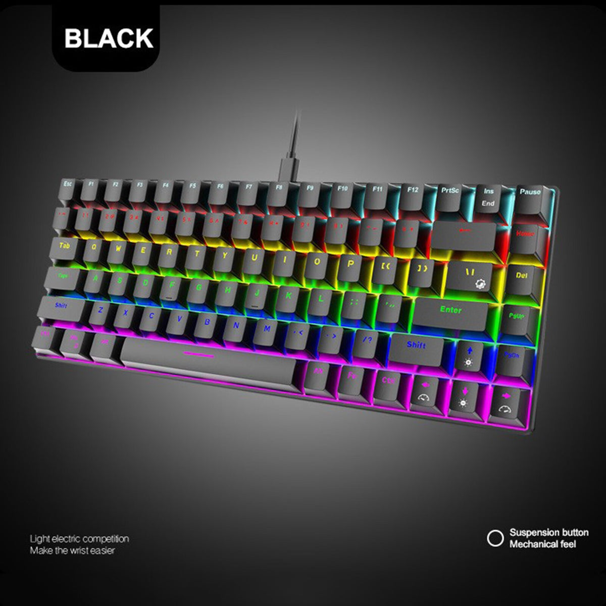 84 Key RGB Luminous Mechanical Keyboard USB C Wired 70% Compact Waterproof Keyboard B2227