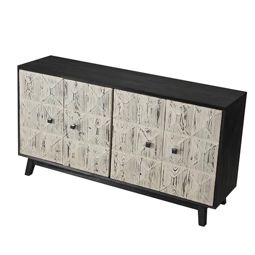 White Gold Accent Sideboard Cabinet with 1 Shelf Each D6259