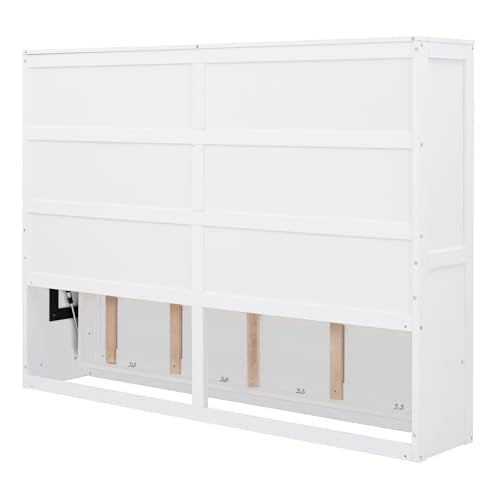 White Solid Wood Queen Size Foldable Platform Bed Q607091