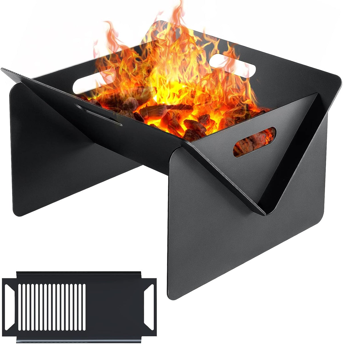 18 inch Portable Steel Fire Pit with BBQ Tray F42359