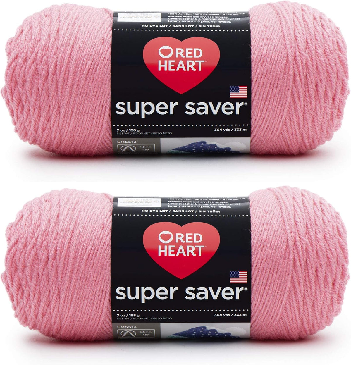 Red Heart Super Saver 2-Pack Perfect Pink 7 oz Each Skein G805