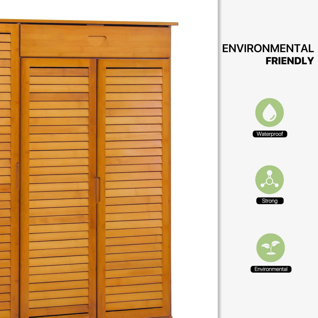 Bamboo Shoe Storage Cabinet With Drawer & Shutter Door Z339058