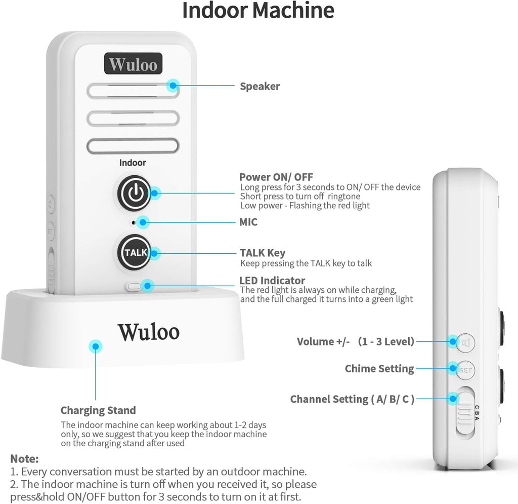 Wireless Intercom Doorbell Chime White D47867
