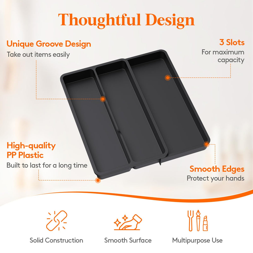 Black Expandable Cutlery Tray W774647