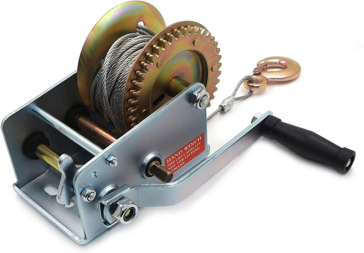 2000Lbs Dual Gear Hand Winch with 33FT Steel Cable Pack of 2 F890026