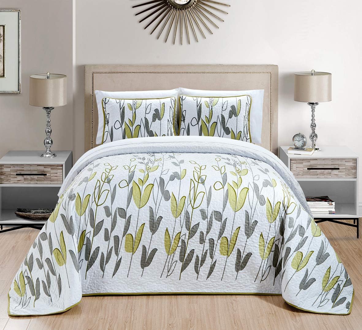 3-Piece Oversize Tropical Seashell Queen Bedspread Coverlet Set Aqua Blue Sand White I3174